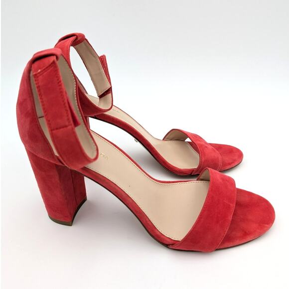 Pelle Moda Briar High Block Heel Ankle Strap Sandals Women's Red Size US10M EU41 - Picture 3 of 9